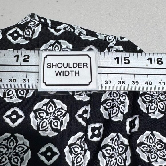J McLaughlin Black White Gray‎ Geometric Medallion Print Ruched Dress Size S - Picture 8 of 12